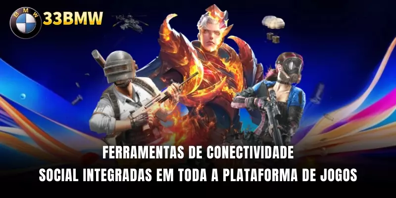 Ferramentas de conectividade social integradas em toda a plataforma de jogos